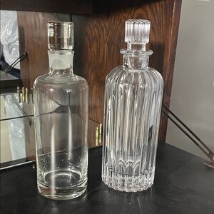 Vintage Glass Decanter with Stoppers Set - Lot of 3
